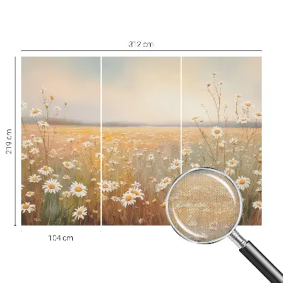 33D-Fototapete fürs Wohnzimmer mit Motiv einer Blumenwiese