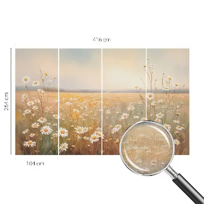33D-Fototapete fürs Wohnzimmer mit Motiv einer Blumenwiese