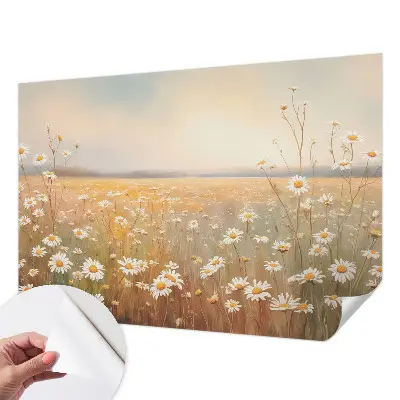 33D-Fototapete fürs Wohnzimmer mit Motiv einer Blumenwiese