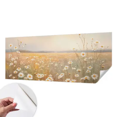 33D-Fototapete fürs Wohnzimmer mit Motiv einer Blumenwiese
