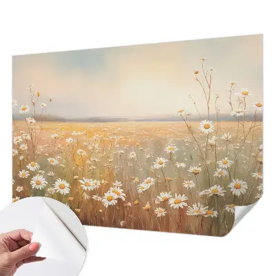 33D-Fototapete fürs Wohnzimmer mit Motiv einer Blumenwiese