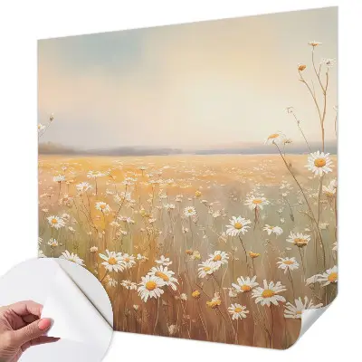 33D-Fototapete fürs Wohnzimmer mit Motiv einer Blumenwiese