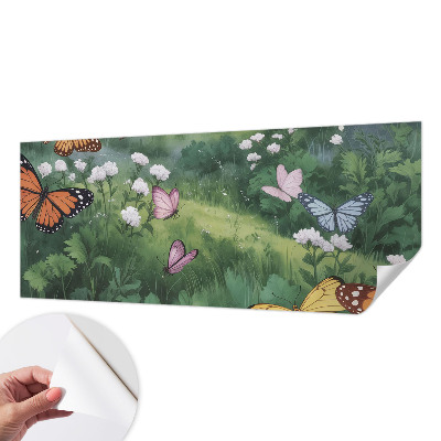 Vintage tapete Schmetterlinge auf der Wiese