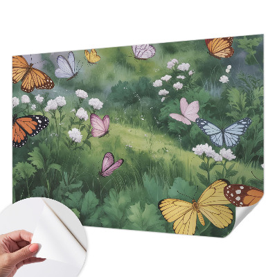 Vintage tapete Schmetterlinge auf der Wiese