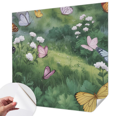 Vintage tapete Schmetterlinge auf der Wiese