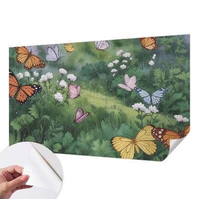 Vintage tapete Schmetterlinge auf der Wiese