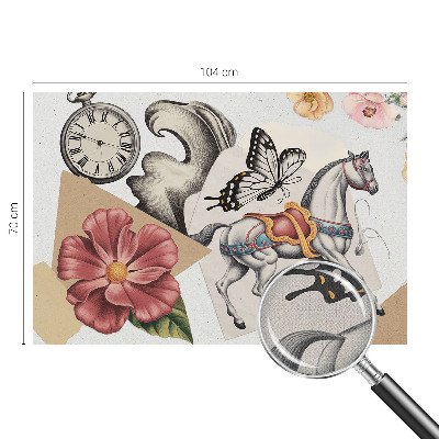 Selbstklebende Fototapete fürs Wohnzimmer mit Vintage-Blumenmuster