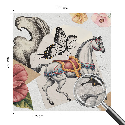 Selbstklebende Fototapete fürs Wohnzimmer Vintage-Blumen