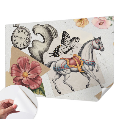 Selbstklebende Fototapete fürs Wohnzimmer Vintage-Blumen