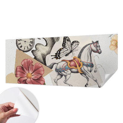 Selbstklebende Fototapete fürs Wohnzimmer mit Vintage-Blumenmuster