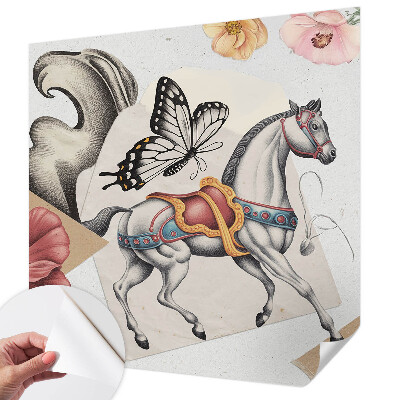 Selbstklebende Fototapete fürs Wohnzimmer Vintage-Blumen