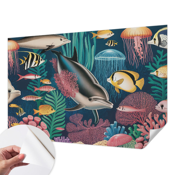 Selbstklebende Fototapete fürs Kinderzimmer mit Unterwasserfauna