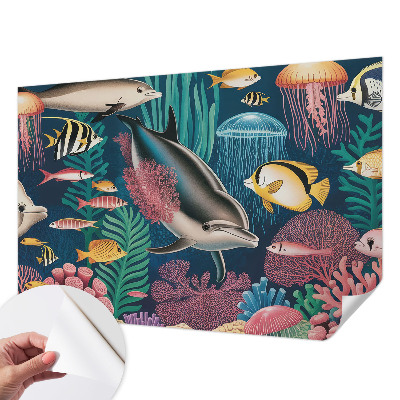 Selbstklebende Fototapete fürs Kinderzimmer mit Unterwasserfauna