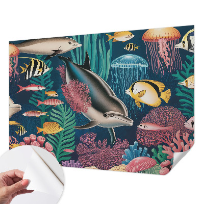 Selbstklebende Fototapete fürs Kinderzimmer mit Unterwasserfauna