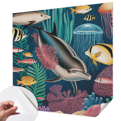 Selbstklebende Fototapete fürs Kinderzimmer mit Unterwasserfauna