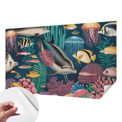 Selbstklebende Fototapete fürs Kinderzimmer mit Unterwasserfauna
