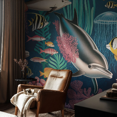Selbstklebende Fototapete fürs Kinderzimmer mit Unterwasserfauna