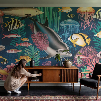 Selbstklebende Fototapete fürs Kinderzimmer mit Unterwasserfauna