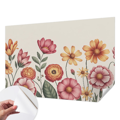 Selbstklebende Fototapete fürs Schlafzimmer mit floralem Blumenarrangement