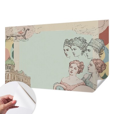 34D-Fototapete mit klassischer Collage als Motiv