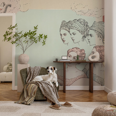34D-Fototapete mit klassischer Collage als Motiv