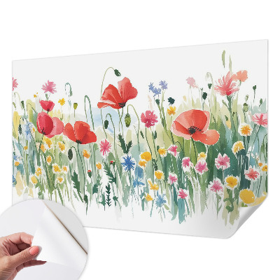 34D-Fototapete fürs Wohnzimmer mit Motiv einer Sommerwiese