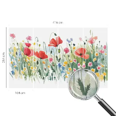 34D-Fototapete fürs Wohnzimmer mit Motiv einer Sommerwiese