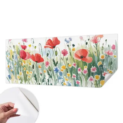 34D-Fototapete fürs Wohnzimmer mit Motiv einer Sommerwiese