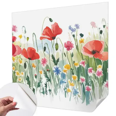 34D-Fototapete fürs Wohnzimmer mit Motiv einer Sommerwiese