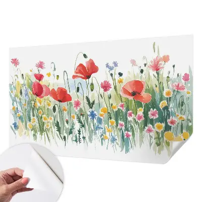 34D-Fototapete fürs Wohnzimmer mit Motiv einer Sommerwiese
