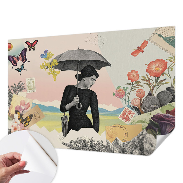 Moderne Fototapete nach Maß mit romantischer Collage als Motiv