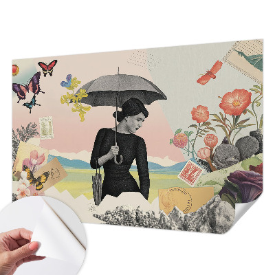 Moderne Fototapete nach Maß mit romantischer Collage als Motiv