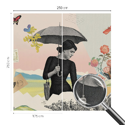 Moderne Fototapete nach Maß mit romantischer Collage als Motiv