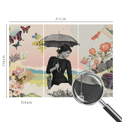 Moderne Fototapete nach Maß mit romantischer Collage als Motiv