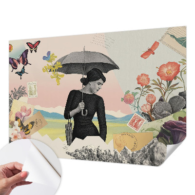 Moderne Fototapete nach Maß mit romantischer Collage als Motiv
