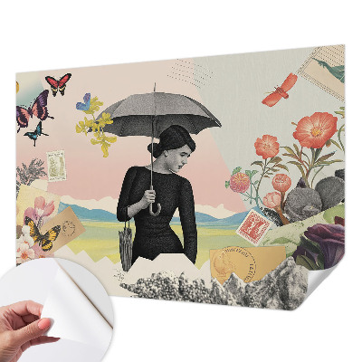 Moderne Fototapete nach Maß mit romantischer Collage als Motiv