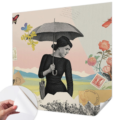 Moderne Fototapete nach Maß mit romantischer Collage als Motiv