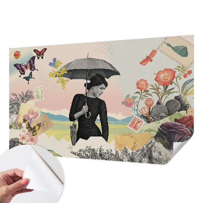 Moderne Fototapete nach Maß mit romantischer Collage als Motiv