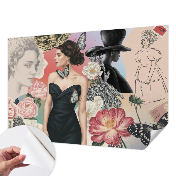 Motivtapete fürs Wohnzimmer Blumen und Porträts