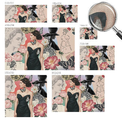 Motivtapete fürs Wohnzimmer Blumen und Porträts