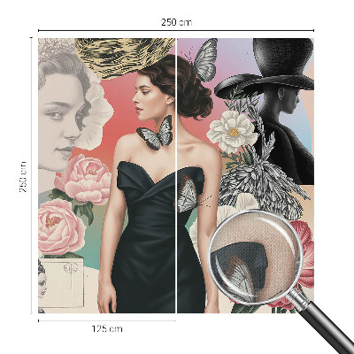 Motivtapete fürs Wohnzimmer Blumen und Porträts