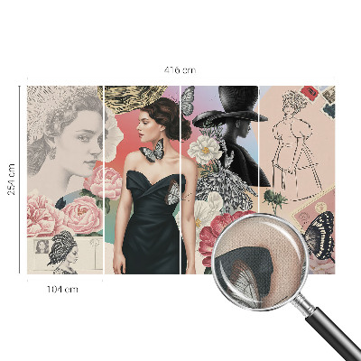 Motivtapete fürs Wohnzimmer Blumen und Porträts