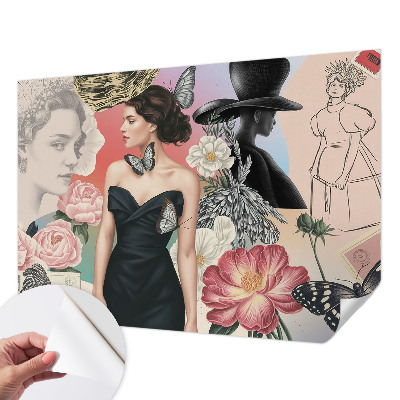 Motivtapete fürs Wohnzimmer Blumen und Porträts