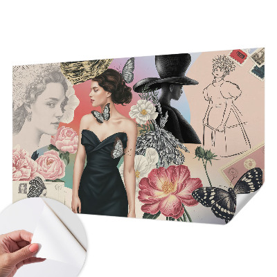 Motivtapete fürs Wohnzimmer Blumen und Porträts