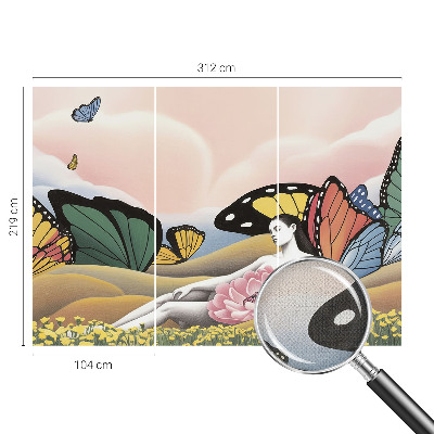 Selbstklebende Fototapete für die Wand mit Motiv einer Schmetterlingswiese