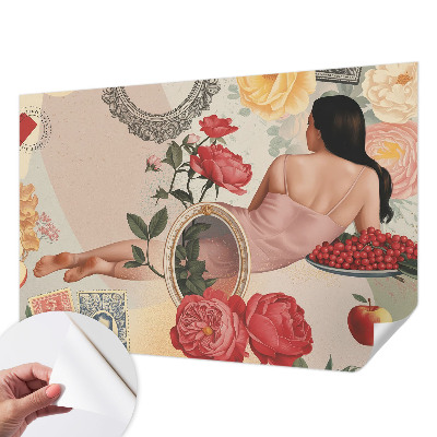 Selbstklebende Fototapete fürs Wohnzimmer mit floralem Motiv in eleganter Ausführung