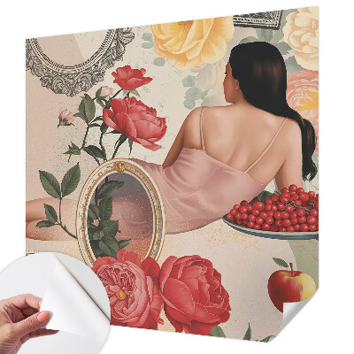 Selbstklebende Fototapete fürs Wohnzimmer mit floralem Motiv in eleganter Ausführung