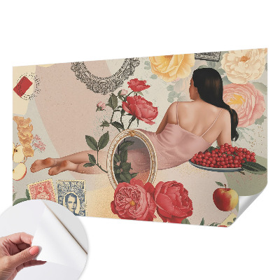 Selbstklebende Fototapete fürs Wohnzimmer mit floralem Motiv in eleganter Ausführung