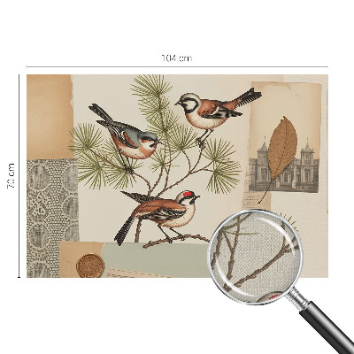 Selbstklebende Fototapete fürs Schlafzimmer mit einer Vogelcollage als Motiv