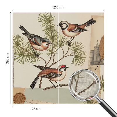 Selbstklebende Fototapete fürs Schlafzimmer mit einer Vogelcollage als Motiv